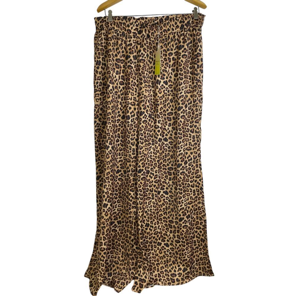 Summersalt The Perfect Palazzo Pants XL Tan Black Leopard Animal Beach NWT